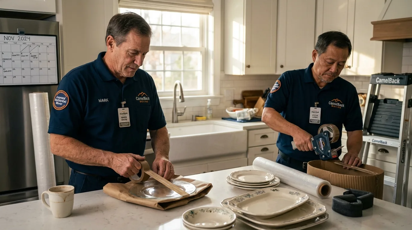 Professional crew packing kitchen dishware in Nashville, NC